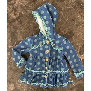 Matilda Jane Little Girls Corduroy Coat Fleece Jacket  Blue Polka Dots Size 4